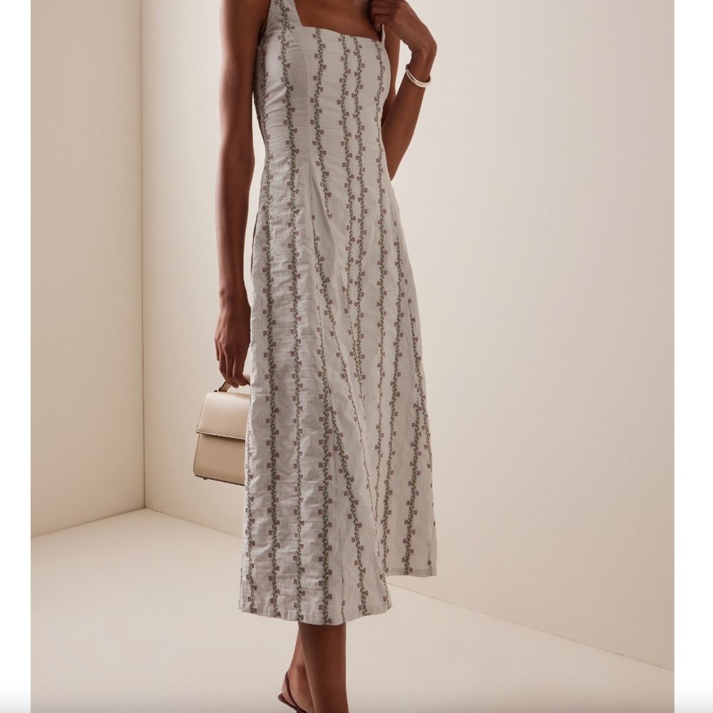 Markarian -  Olivia Floral-Striped Cotton-Blend Midi Dress